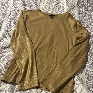 Express Metallic Gold Fitted Top